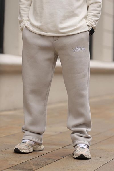 MADZEYMODA Ανδρικό φαρδύ φαρδύ παντελόνι 3 κλωστών Raster Grey Premium Sweat Mz9070