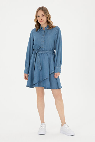 U.S. Polo Assn. Kadın Açık Mavi Polo Yaka Jean Elbise 50283539-DN0021