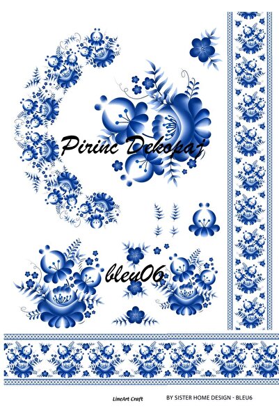 LİNEART ورق ديكوباج نحاسي Lineart رقم: BLUE06- 29x42 سم