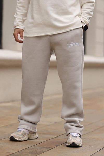 MADZEYMODA Ανδρικό φαρδύ φαρδύ παντελόνι 3 κλωστών Raster Grey Premium Sweat Mz9070