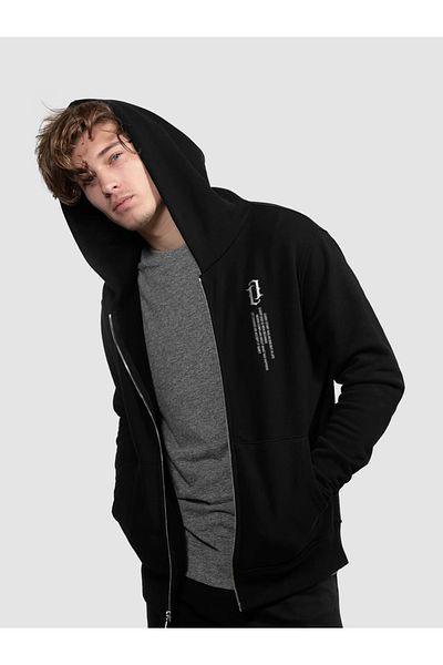 Pink Sky Men's Vertical Printed Hooded Zippered Sweatshirt