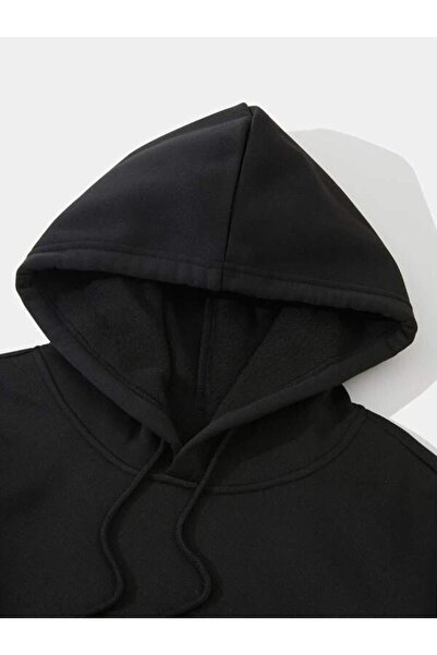 HOFFNUNG Cat Printed Hooded Kangaroo Pocket Oversize Sweatshirt