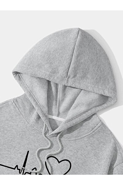 Pink Sky Φούτερ με στάμπα Heartbeat unisex με κουκούλα