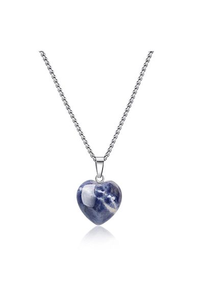 Crystalclem Sodalite Natural Stone Necklace Relieves Fear and Netting the Mind Protects from External Negative Energy