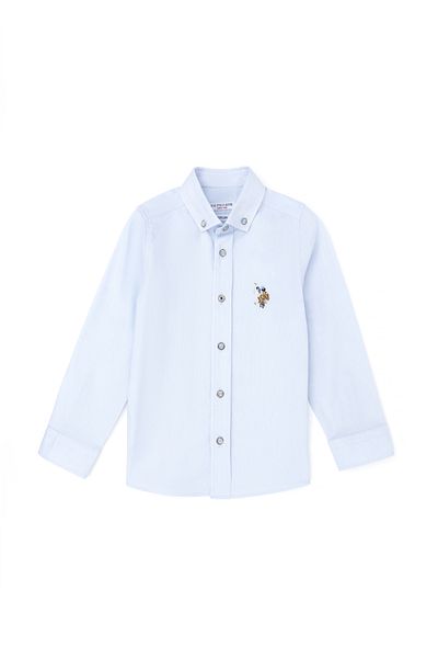 U.S. Polo Assn. Cămașă de bază cu mânecă lungă albastru deschis pentru băiat 50284002 -VR003