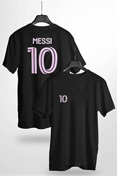 l'eivor Messi 10 Forma tasarım Baskılı Siyah T-shirt
