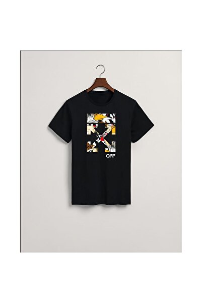 MarkaTurko Street Style Special Design Printed Black Unisex T-Shirt 1505-94