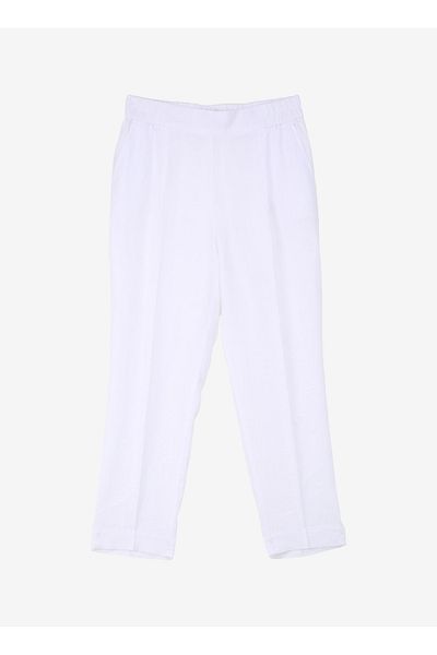 Sisley High Waist Relaxed White Women's Pants 4Aghlf00S