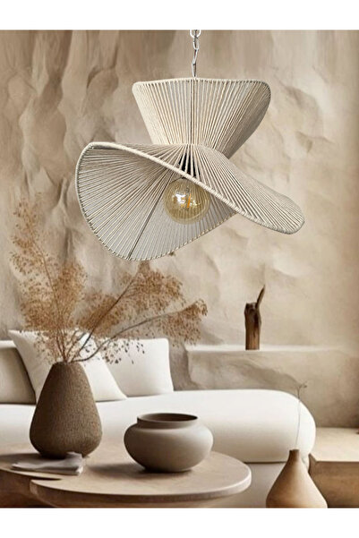 Turkish Belkıs Rattan Rattan Bambu Hasır Makrome Sarkıt Avize 48 Cm Zincirli ...