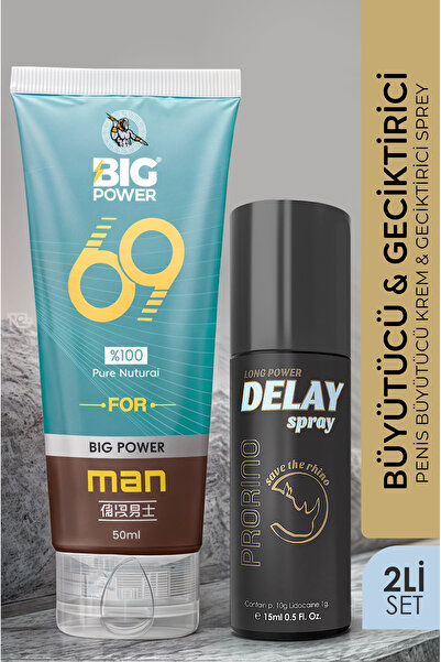 BİG POWER 16ml Geciktircili Sprey ve 50ml Penis Büyütücülü Krem Seti