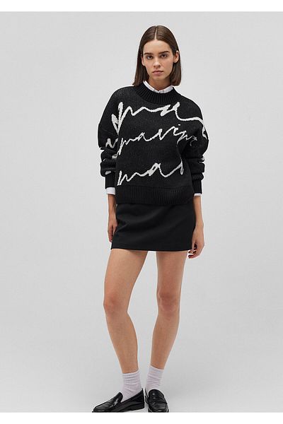 Mavi Black Loose Fit Sweater with Lettering - Loose Cut 1710378 -900