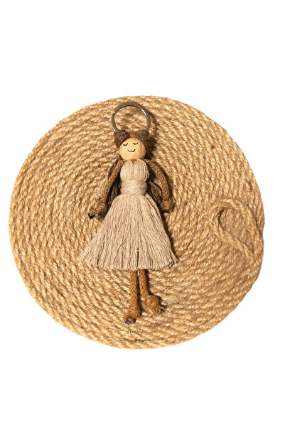 nftart.design فستان فتاة بيج محبوك سلسلة مفاتيح مكرامية/حلية حقيبة