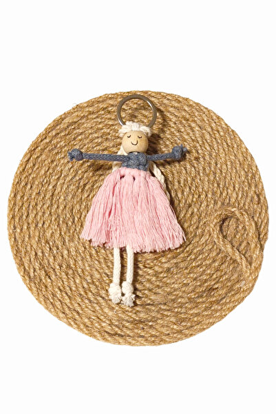 nftart.design سلسلة مفاتيح مكرامية محبوكة للفتيات مع تنورة وردية فاتحة/حلية ح...