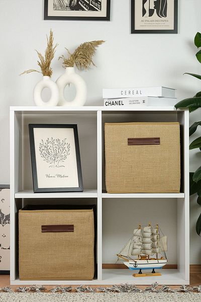 Rope Home Jute Coverless under Cabinet Laundry Toy Organizer Folding Storage Box 30X30X30