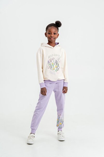 Mışıl Kids Set de trening pentru fete Gardens Needs Bees, cu glugă, cu glugă