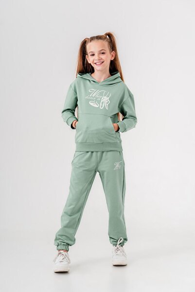 Mışıl Kids WHERE DANCE IS Set de trening pentru fete cu glugă cu imprimeu