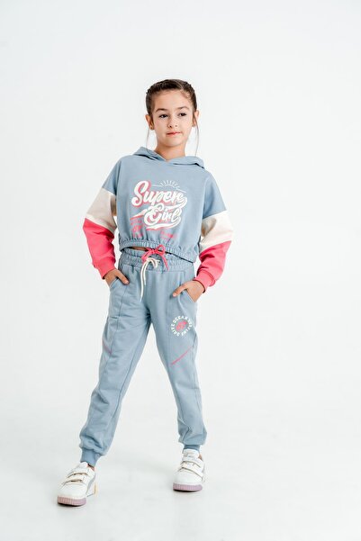 Mışıl Kids Комплект анцуг за момиче с щампа и качулка