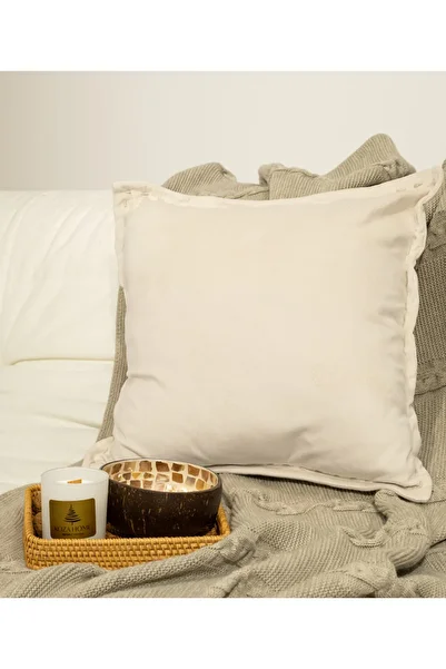 Koza Home Ibiza Cream Velvet Pillow 43X43 5017