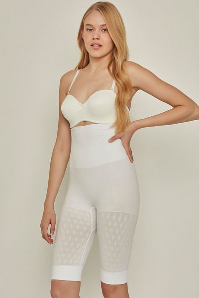 C&City C12015 Women's Double Long Leg Corset White