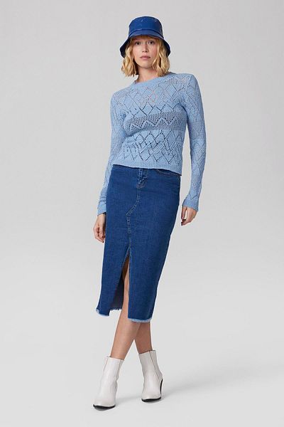 PARKhande Blue Openwork Diamond Patterned Sweater