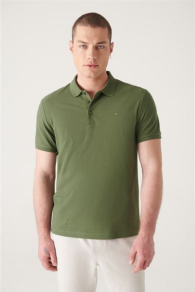 Avva Herren Khaki 100% Baumwolle Cool Halten Polo Kragen T-shirt E 001004