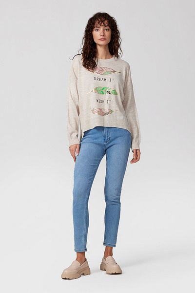 PARKhande Dream Wish Tuy Printed Slit Sweater - Stone