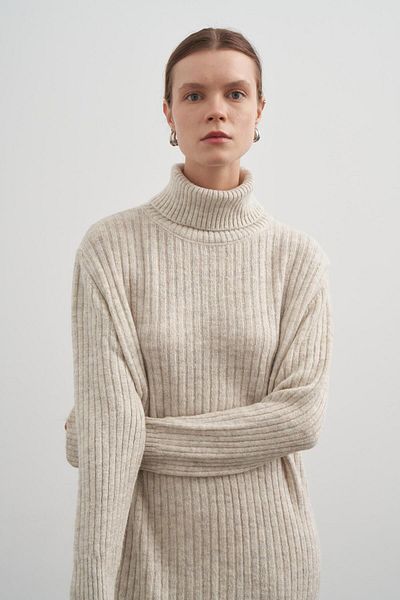 PARKhande Stone Color Ribbed Long Dress