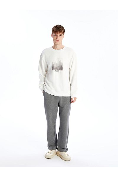 LC Waikiki Crew Neck Printed Men's Thick Sweatshirt
