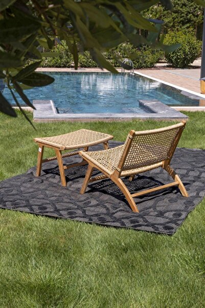 Koza Halı Silva Siyah Halı Yıkanabilir Halı Balkon Halısı Oturma Odası Korido...