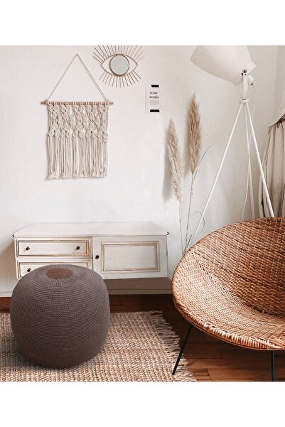 Koza Home Fluffy Örgü Puf Kahverengi 8006