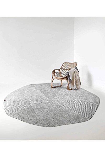 Koza Halı Boulder El Örmesi Altıgen Gri Pamuklu Yıkanabilir Halı Kilim Balkon...