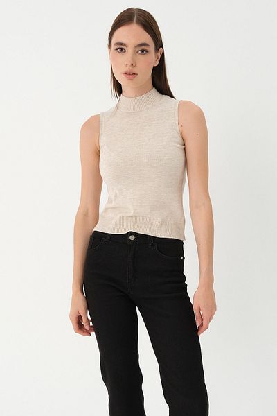 PARKhande Half Fisherman Sleeveless Sweater - Stone