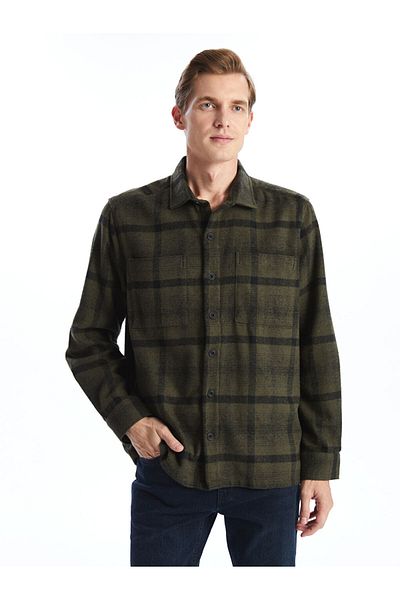LC Waikiki Ανδρικό πουκάμισο Cozy Fit μακρυμάνικο καρό Gabardine