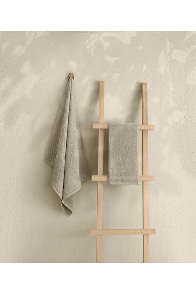 Koza Home Likya 2-Pece Jacquard Border Mink Towel Set - 100% Cotton, Cross St...