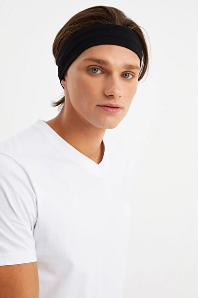 Yuchicly Men's Black Cotton Combed Hair Band Bandana
