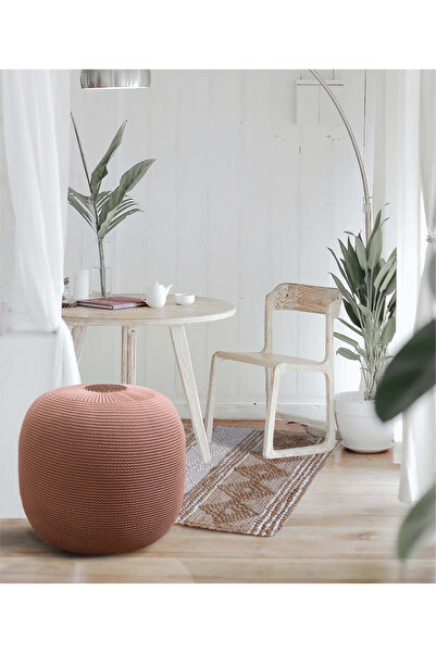 Koza Home Fluffy Örgü Puf Somon 8004