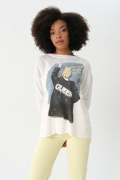PARKhande White Queen Printed Sweater