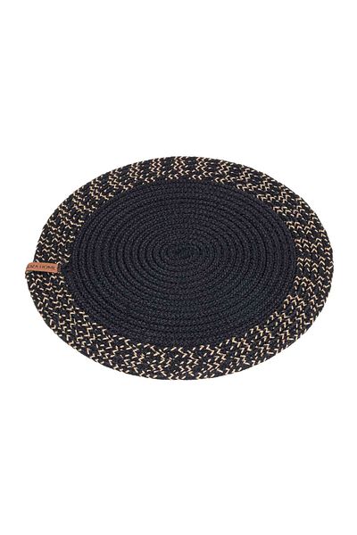 Koza Home Cesta American Service Handmade Cotton Black Jute Knitted Plain Supla 37x37cm 9030