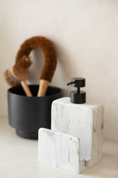 Dekorzdükkan Marble Patterned Compartmented Soap Dish Set