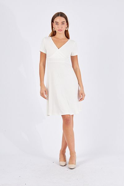LİVE SPORT Women's Waist Belt Detailed Short Sleeve V Neck Wrap Mini Length Dress