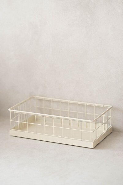 Dekorzdükkan منظم مجلفن بلون كريمي - صينية سلكية