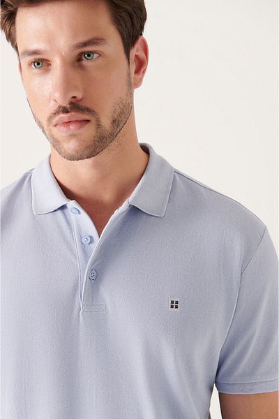 Avva Ανδρικό γαλάζιο μπλουζάκι 100% βαμβακερό Cool Holding Polo Neck T-shirt E 001004