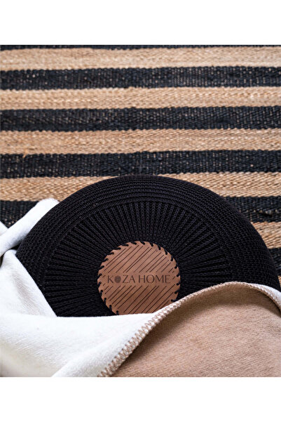 Koza Home Fluffy Örgü Puf Siyah 8005