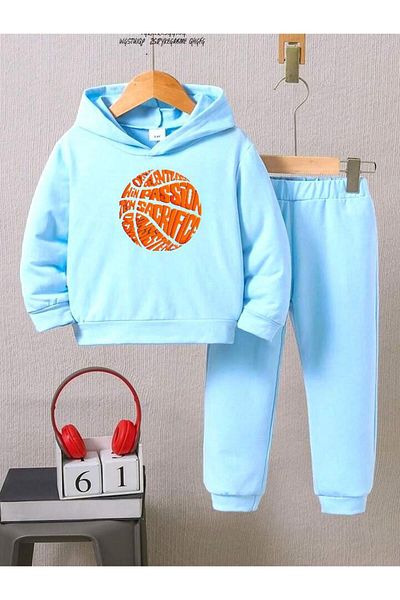 BENROMA Set de trening pentru copii cu imprimeu cu mingi de baschet - Mucegai supradimensionat unisex