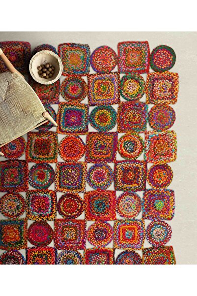 Koza Halı Natura El Dokuma Jüt Bohem Tarz Otantik Salon Oturma Odası Koridor Yatak Odası Natural Halı 00009a