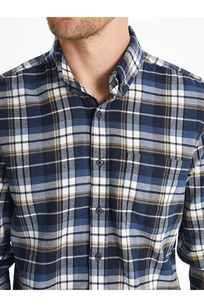 LC Waikiki Ανδρικό πουκάμισο κανονικής εφαρμογής μακρυμάνικο καρό Gabardine