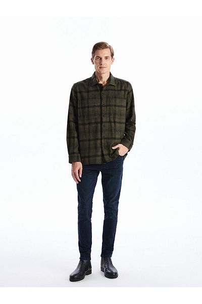 LC Waikiki Ανδρικό πουκάμισο Cozy Fit μακρυμάνικο καρό Gabardine