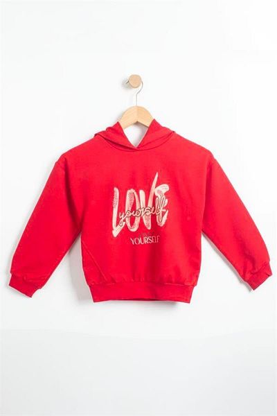 BOYS AND GİRLS Суитшърт с надпис LOVE на червено момиче
