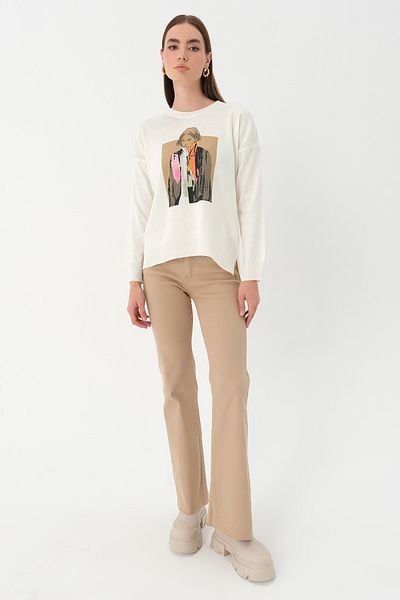 PARKhande Ecru Corded Sweater - Printed Sides