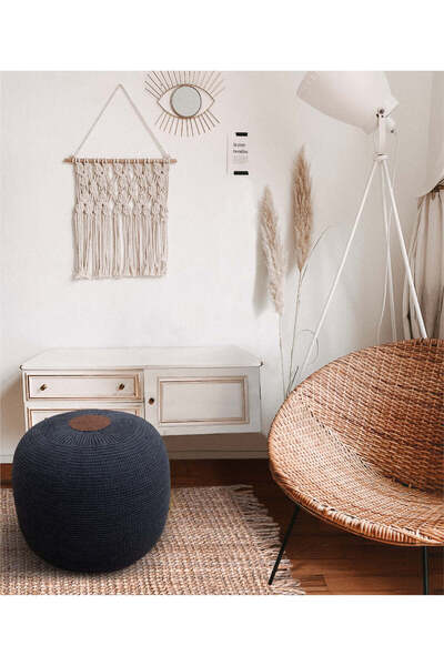 Koza Home Fluffy Örgü Puf Antrasit 8008